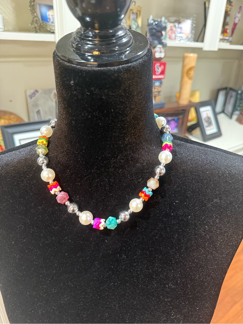 NWT Treasure Jewels Ziggy Pearl Pop Necklace Silver Tone